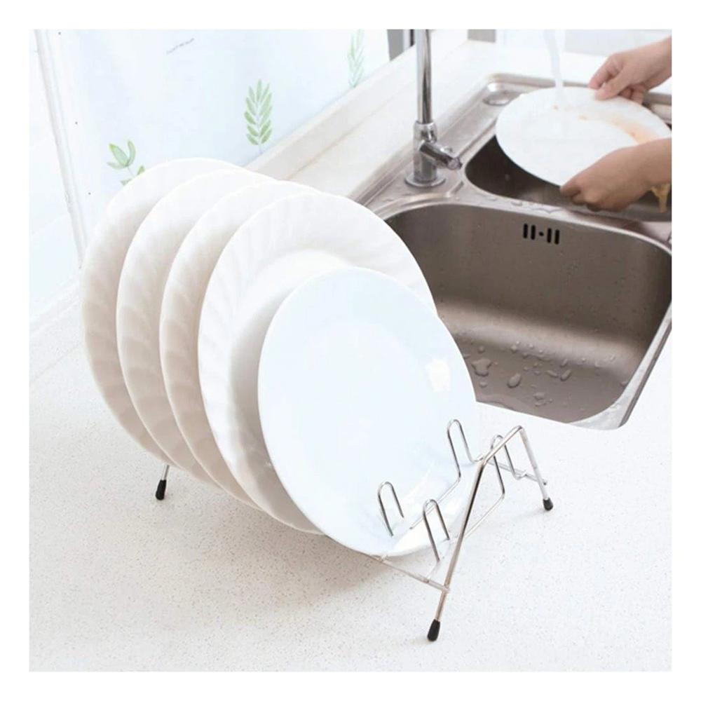 Soporte Metalico Plateado para Tapas de Ollas Escurridor 10 Ranuras Ynota