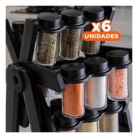 Pack6 Soporte Giratorio 360 de Condimentos para Cocina en Color Negro