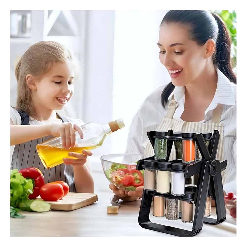 Organizador Giratorio 360 Color Negro para Condimentos de Uso Diario Y Papel Regalo