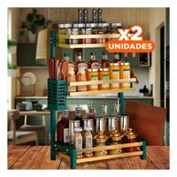 Pack4 Soporte Metalico para Condimentos en 3 Niveles Color Verde Dorado YPapel Regalo