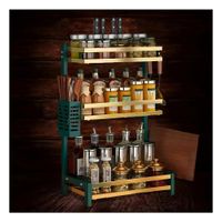 Organizador Compacto para Condimentos en 3 Niveles Color Verde Dorado Ynotas
