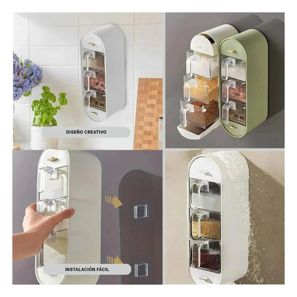 Organizador Blanco Empotrable de Condimentos para Espacios de Cocina Y Ligas Regalo