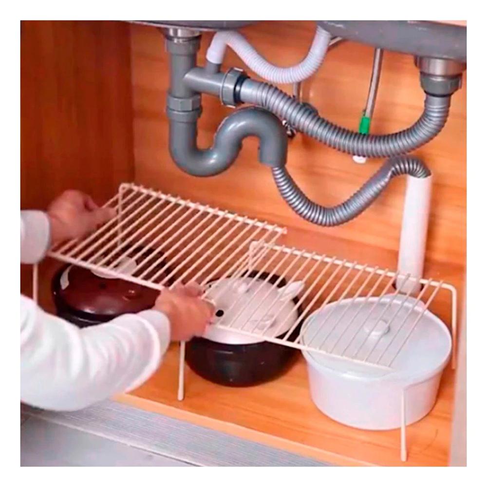 Rejilla Separadora Expandible Blanco con 6 Patas de Metal para Gavinete de Cocina