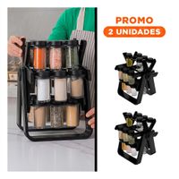 Pack2 Soporte de Condimentos Giratorio 360 Color Negro para Cocina Moderna Y Regalo Sticker