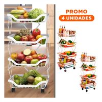 Pack4 Estante con Acero Carbonado en 4 Pisos Blanco para Cocina