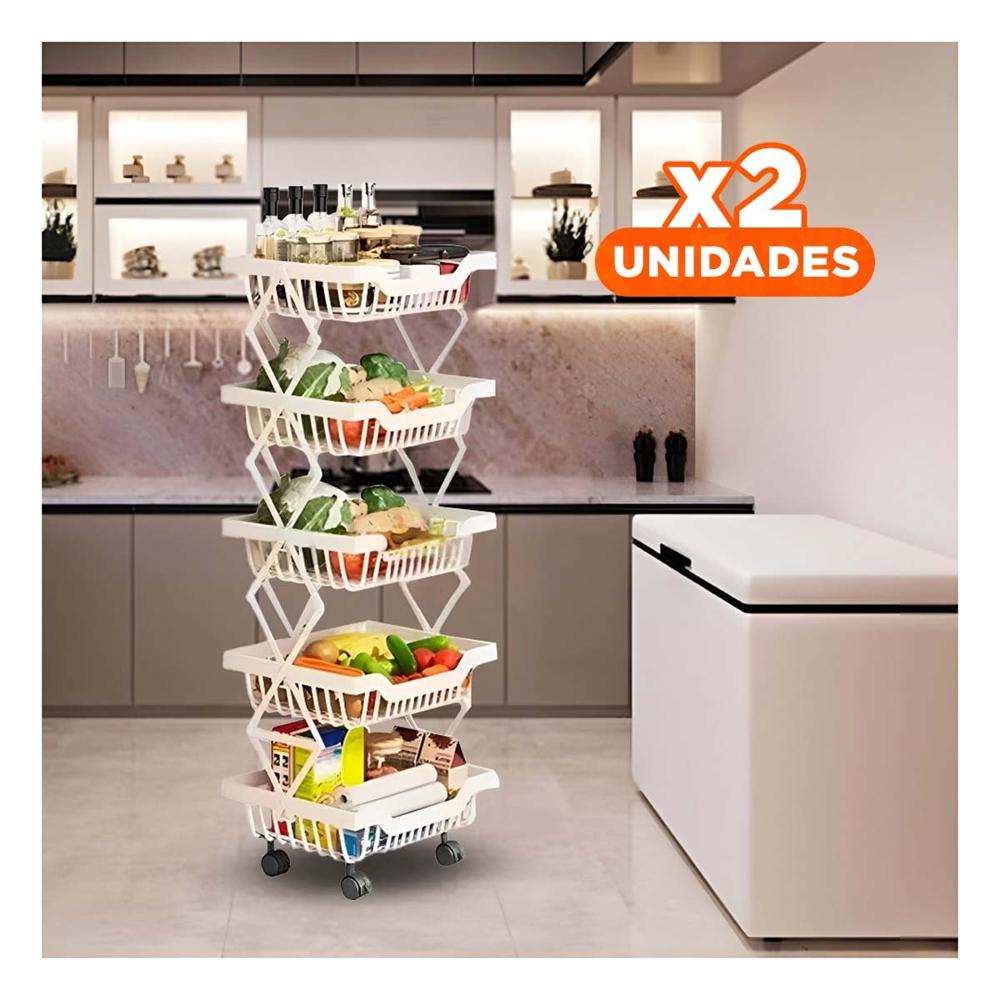 Pack2 Repisa en Acero Inoxidable de 5 Pisos Color Blanco para Cocina YPapel Regalo