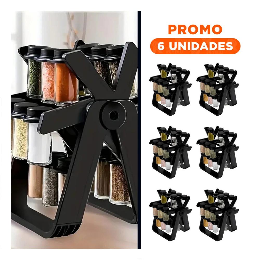 Pack6 Modulo de Cocina Giratorio 360 Color Negro para Guardar Condimentos YRegalo Sticker