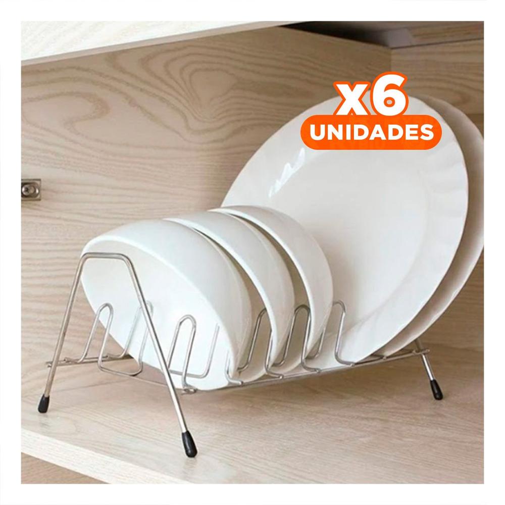 Pack6 Escurridor Multifuncional Plateado para Tapas de Ollas Curvo