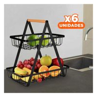 Pack6 Estante de 2 Niveles en Acero Inoxidable Negro con Forma Triangular