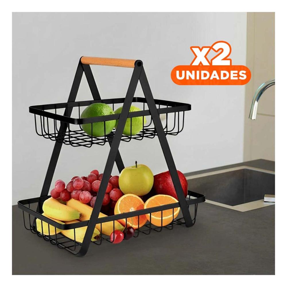 Pack2 Organizador de Acero Inoxidable Negro 2 Niveles con Estructura Triangular YPapel Regalo
