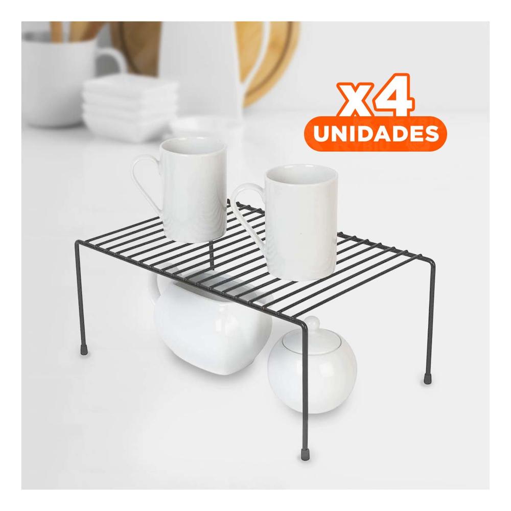 Pack4 Organizador para Espacios Internos Negro Fabricado en Metal con 4 Patas YPapel Regalo