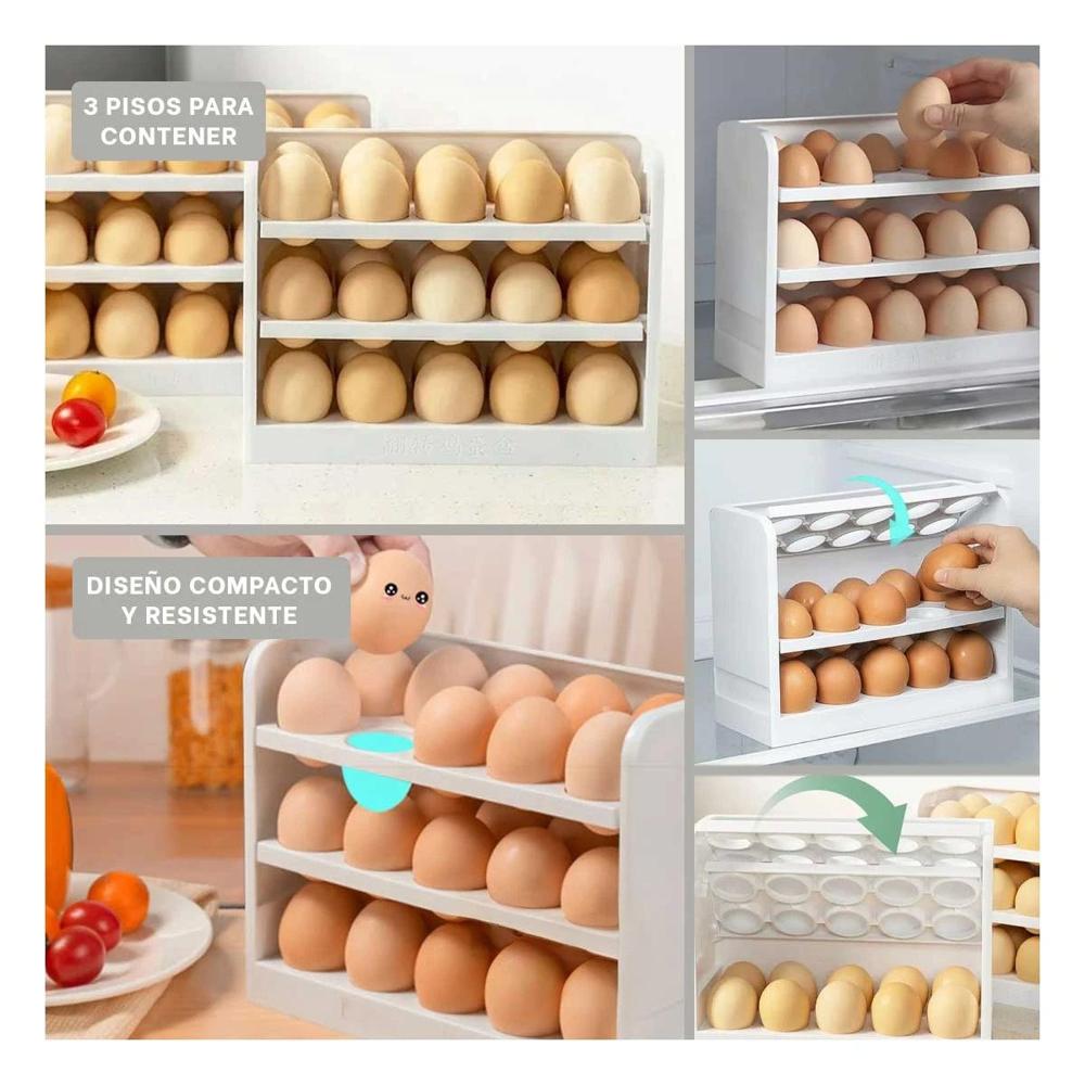 Organizador Tres Niveles Blanco con Capacidad para 30 Huevos YLigas Regalo