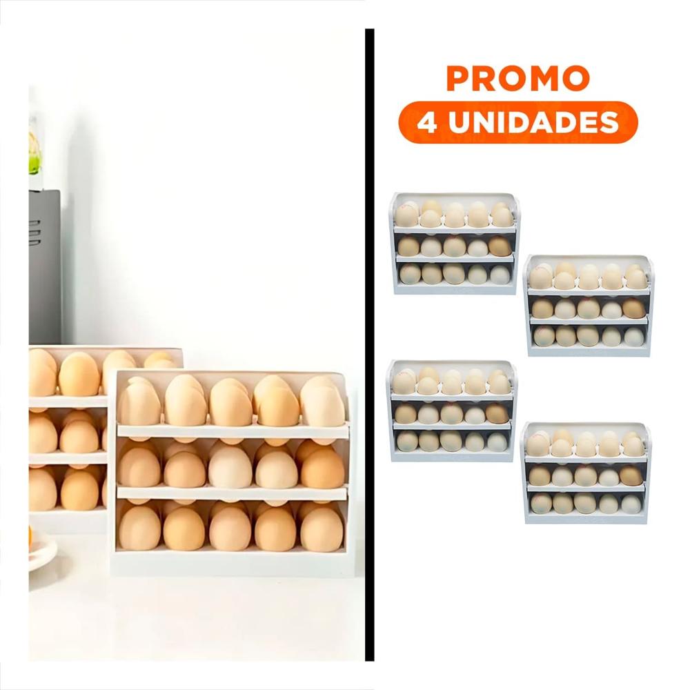 Pack4 Soporte Blanco para 30 Huevos con Estructura Vertical de Tres Niveles