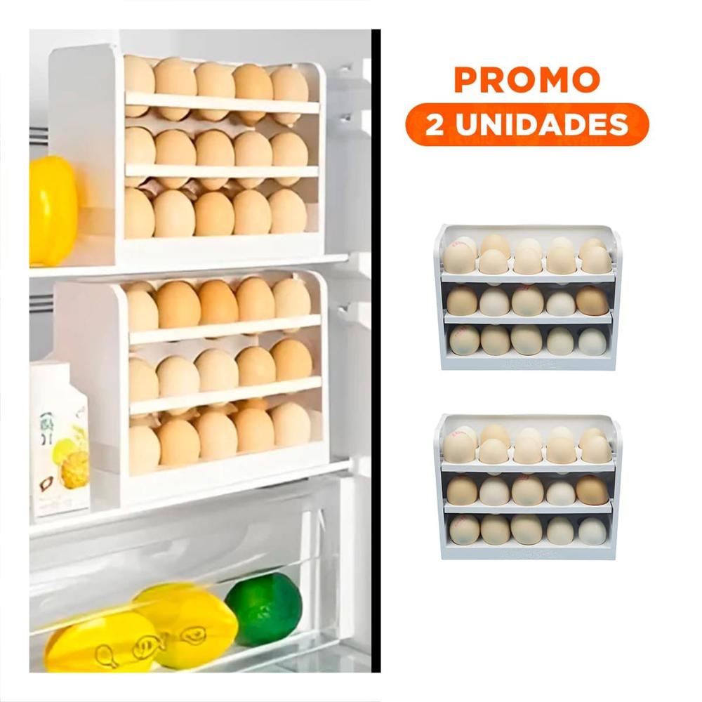 Pack2 Soporte Blanco Tres Niveles para 30 Huevos en Espacio Ordenado YRegalo Sticker