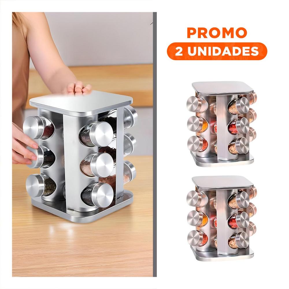 Pack2 Organizador de Especias 12 Frascos Gris para Fomentar Espacio con Orden Y Regalo Sticker