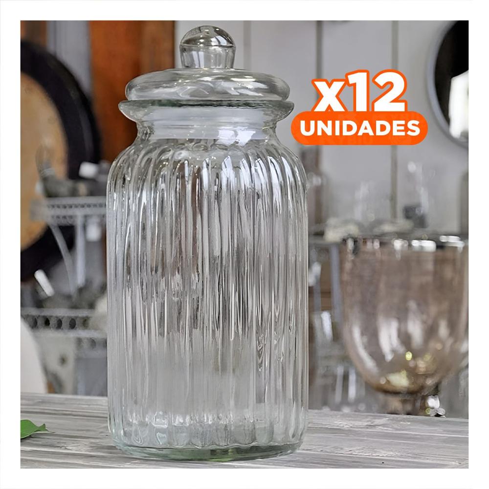 Pack12 Envase Multiuso Transparente de Vidrio con Capacidad de 2 Kilos YPapel Regalo