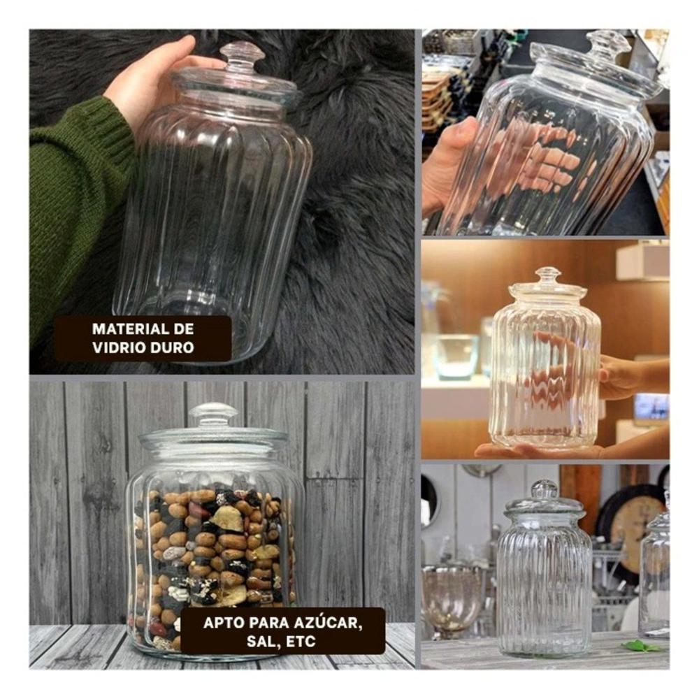 Frasco de Vidrio Color Transparente Multiuso para 2 Kilos en Cocina Y Ligas Regalo