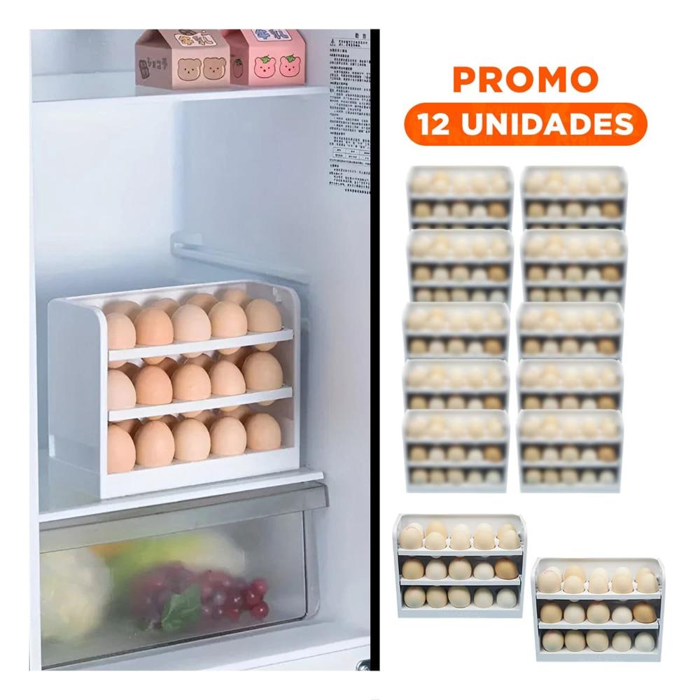 Pack12 Contenedor en Blanco para 30 Huevos con Estructura Vertical Funcional