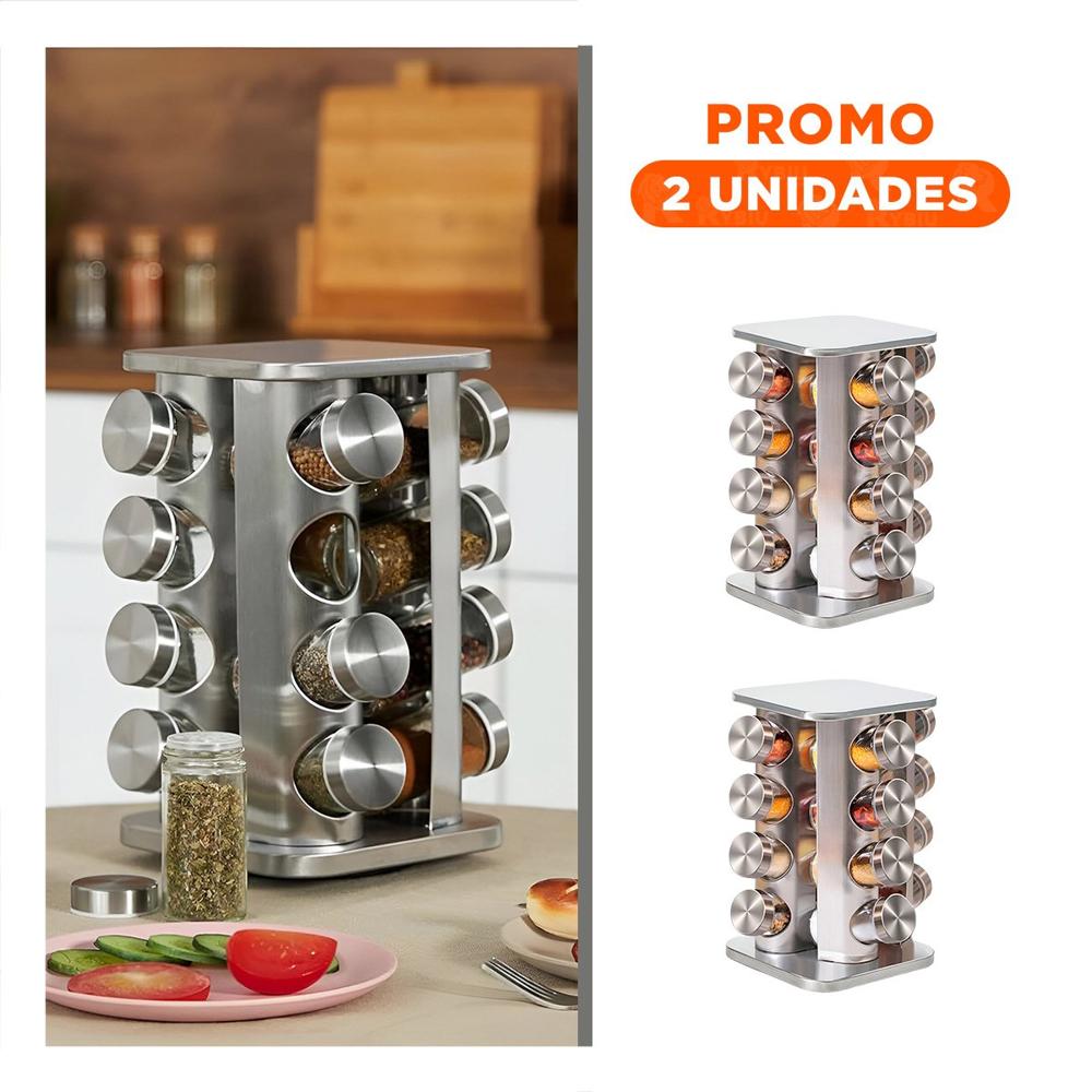 Pack2 Organizador de Especias 16 Frascos para Fomentar Espacio con Orden Y Regalo Sticker