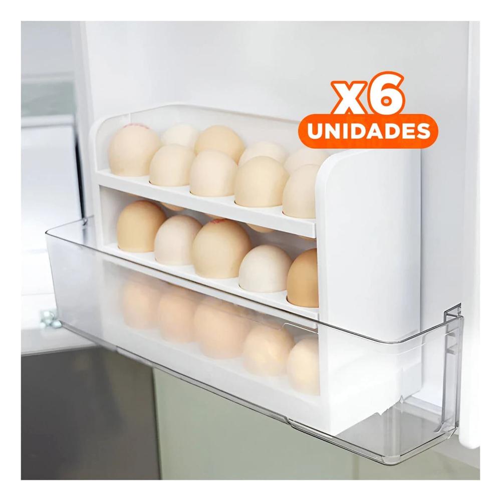 Pack6 Soporte en Blanco Tres Niveles para 30 Huevos en Refrigerador Moderno