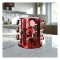 Porta condimentos Circular Rojo con 12 Frascos Ideal para Organizar Especias YPapel Regalo