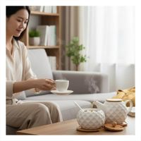 Recipiente Circular 500ml de Color Blanco con Tapa de Bambu Cuchara y Base Integrada