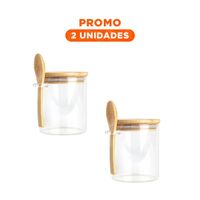 Pack2 Envase con Cuchara Dosificadora y Tapa de Medidas 10x11cm Transparente YRegalo Sticker
