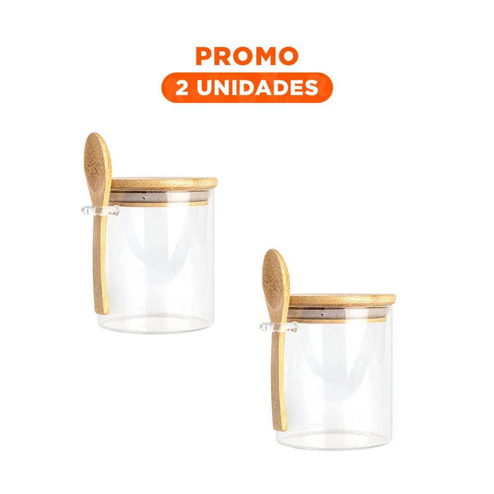 Pack2 Envase con Cuchara Dosificadora y Tapa de Medidas 10x11cm Transparente YRegalo Sticker