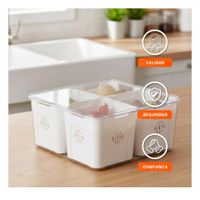 Contenedor con 4 Bandejas Escurridoras de Plastico Transparente para Uso Continuo