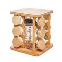 Organizador Giratorio Cuadrado de Madera con 12 Frascos para Cocina YRegalo Sticker