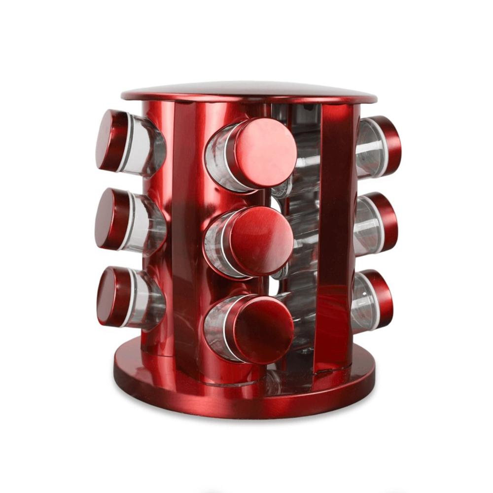 Soporte Giratorio Circular Rojo con 12 Frascos Facil de Usar para Hogar YRegalo Sticker