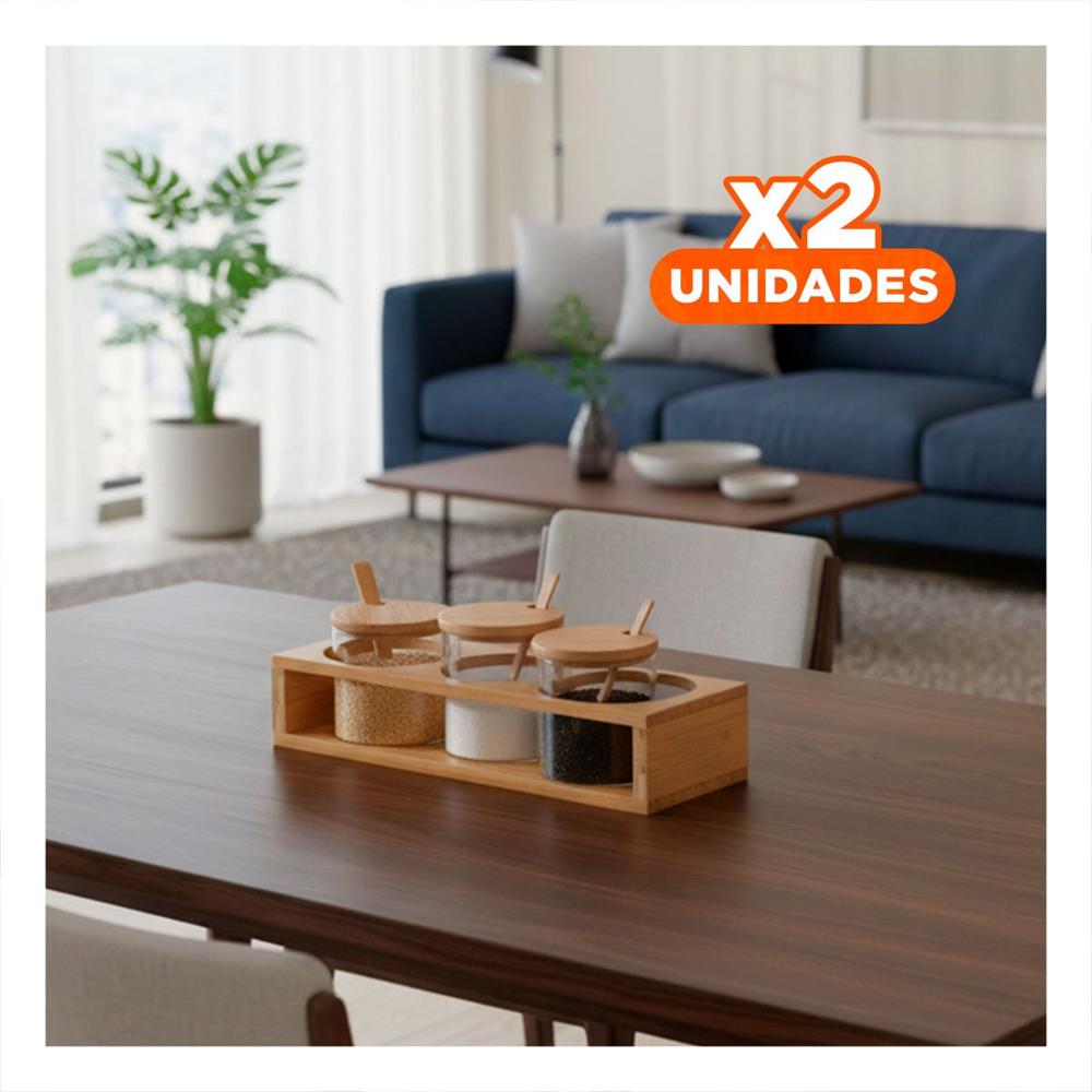Pack2 Set Organizador de Cocina con 3 Frascos y Cucharas para Mesa o Encimera