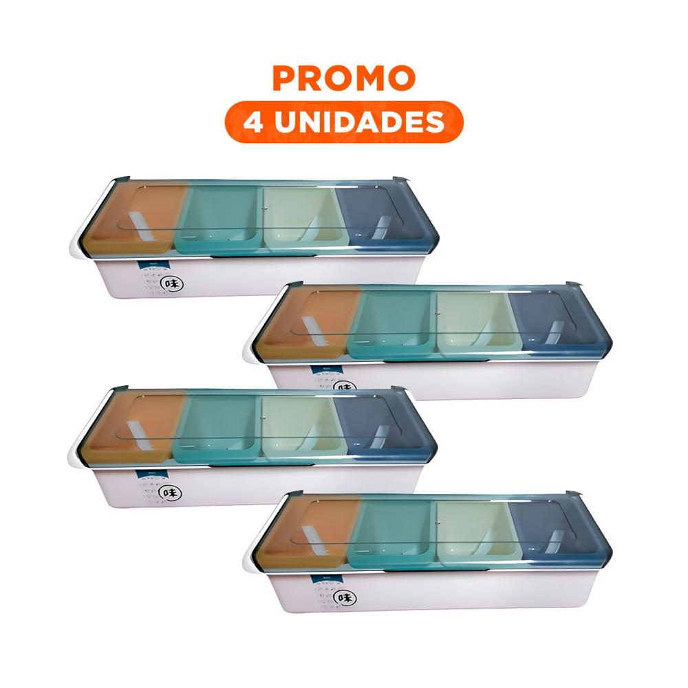 Pack4 Tarros 4 Recipientes con Cucharitas para Sazonar y Guardar