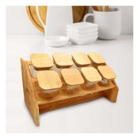 Especiera Rectangular de Madera con 8 Frascos Cuadrados para Cocina y Hogar YPapel Regalo