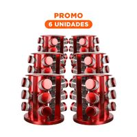 Pack6 Set condimentero Circular Rojo con 12 Frascos Duradero para Hogar YRegalo Sticker