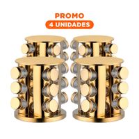 Pack4 Kit de Color Dorado Giratorio Circular con 12 Frascos Integrados