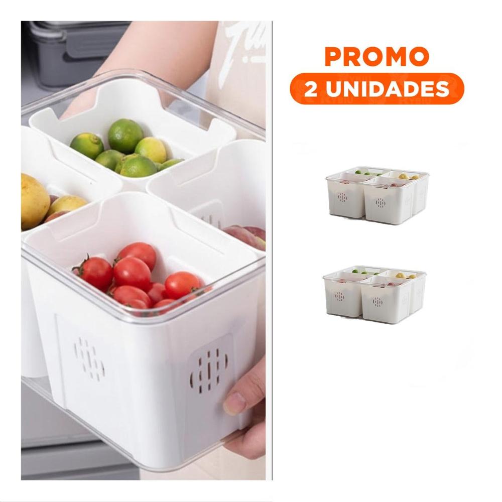 Pack2 Organizador de Plastico con 4 Bandejas Escurridoras y Separadores Y Regalo Sticker