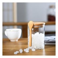 Frasco de Vidrio Transparente de Medidas 10x11cm con Tapa y Cuchara para Cocina Organizada