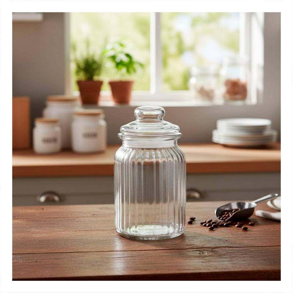 Botella de Vidrio 1020ml Transparente con Rayas para Jugos Frescos YPapel Regalo