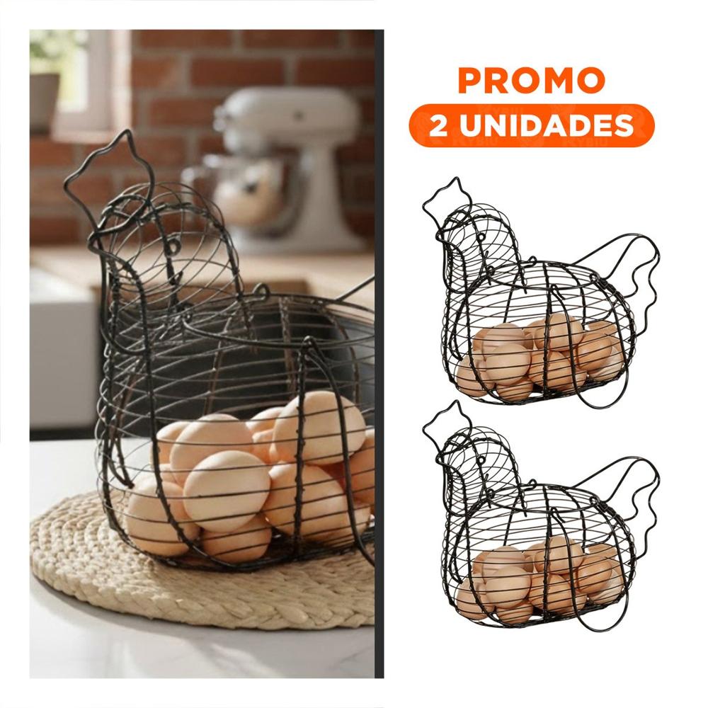 Pack2 Soporte para Huevos con Asa Negro con Diseño De Gallina Hogar Cocina y Regalo Sticker
