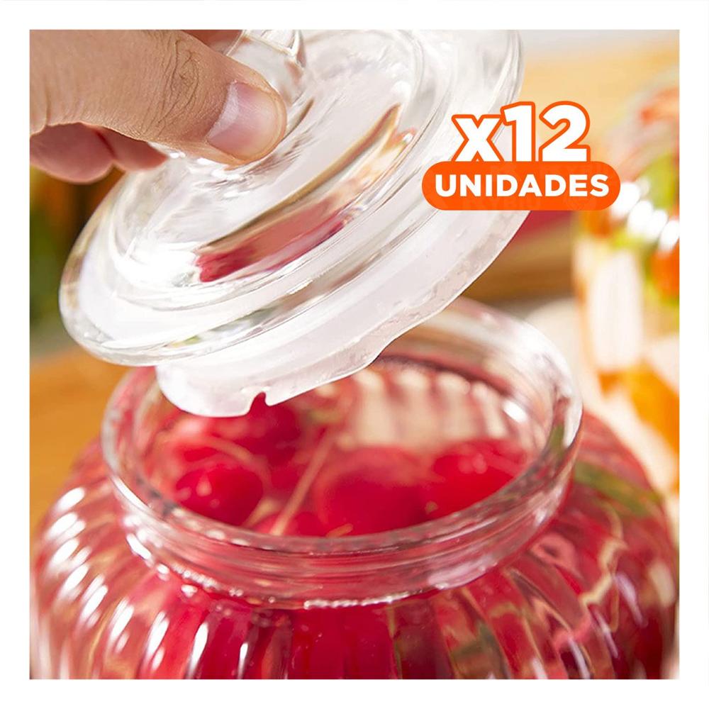Pack12 Vaso de vidrio con tapa chupon 24x14 cm transparente rayas Y Papel Regalo