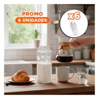 Pack6 Jarra de Liquidos Blanco Transparente 1L con Base Estable en su Mesada