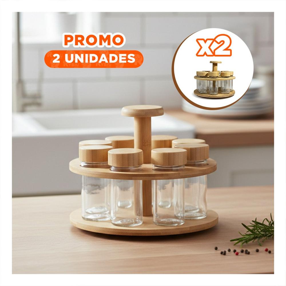 Pack2 Soporte con 8 Frascos para Mantener Condimentos a Mano YPapel Regalo