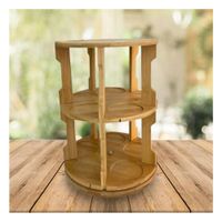 Especiero Giratorio Circular con 10 Frascos de Vidrio y Base de Madera