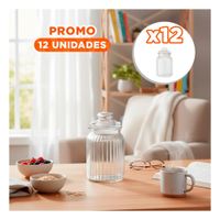 Pack12 Botella de Vidrio 1020ml Transparente con Rayas para una Tarde de Paz YRegalo Sticker