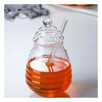 Frasco 450ml con Palo de Miel en Vidrio Transparente para Servir Miel YPapel Regalo