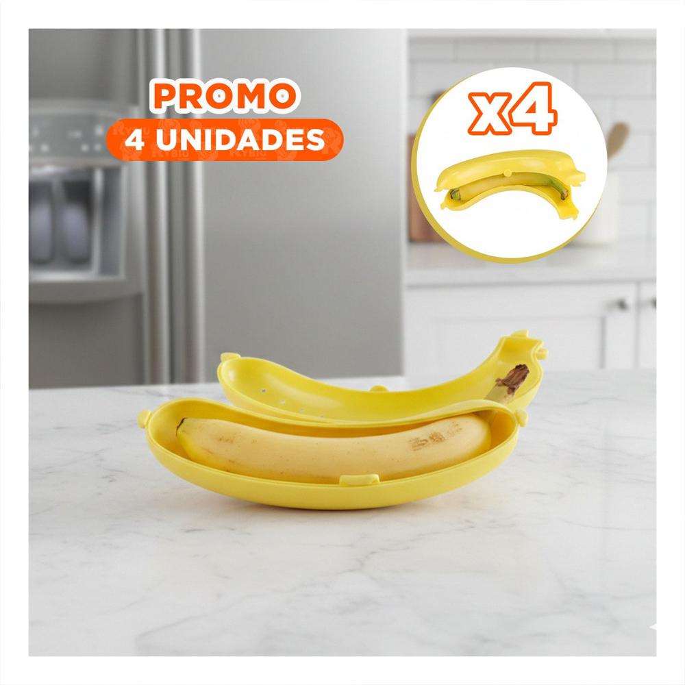 Pack4 Contenedor de Platano Amarillo Compacto para Guardar sin Ensuciar YPapel Regalo