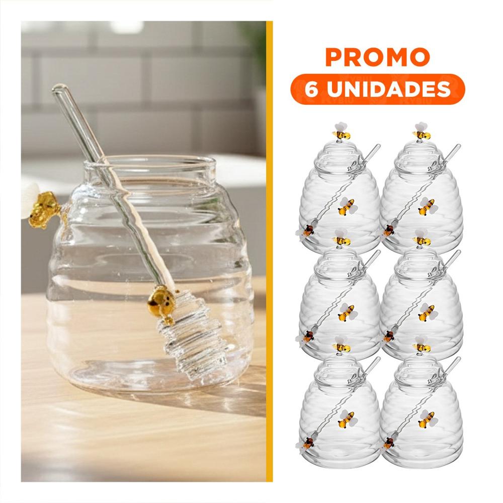 Pack6 Tarro Decorativo para Miel con Figura de Panal para Cocina Y Regalo Sticker
