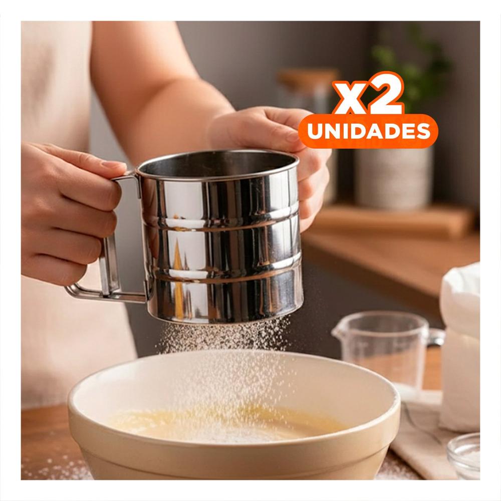 Pack2 Tamizador Metalico 10x9 cm Plateado para Cocina Y Papel Regalo