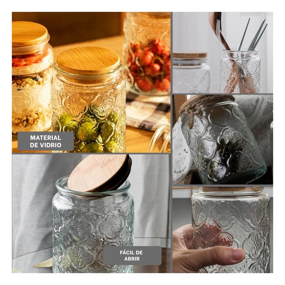 Frasco de Vidrio con Tapa que Mantiene Ingredientes Organizados Y Ligas Regalo